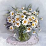 Набор для рисования картин по номерам (раскраска) "Букет ромашек"