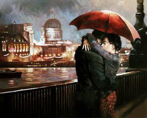 Набор для рисования картин по номерам (раскраска) "Влюбленные на мосту"