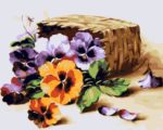 Набор для рисования картин по номерам "Корзинка с анютиными глазками"