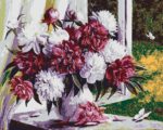 Набор для рисования картин по номерам (раскраска) "Пионы на окне"